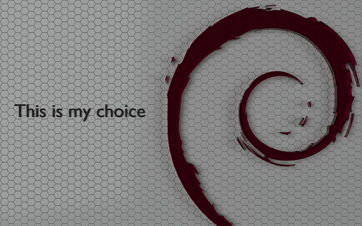 This is my choice text overlay, Linux, Debian, indoors, no people