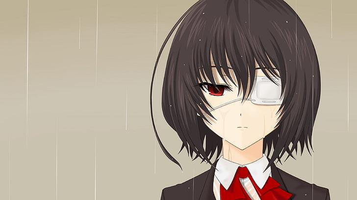Another, Misaki Mei, eyepatches, representation, wall - building feature, HD wallpaper