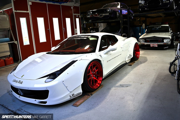 white coupe, LB Performance, 458 italia, Ferrari, Ferrari 458 Italia, HD wallpaper