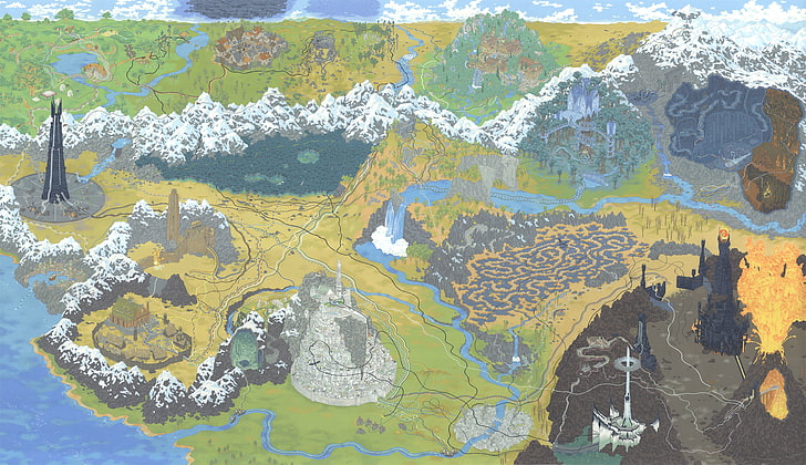 multicolored map painting, Figure, Art, The Lord of the Rings