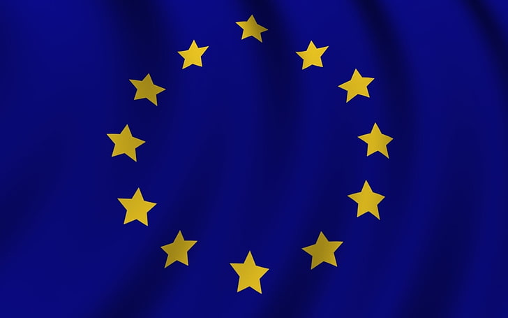 Flags, European Union Flags, star shape, blue, no people, pattern, HD wallpaper