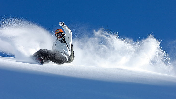 black snowboard, descent, extreme, balance, sport, extreme Sports, HD wallpaper