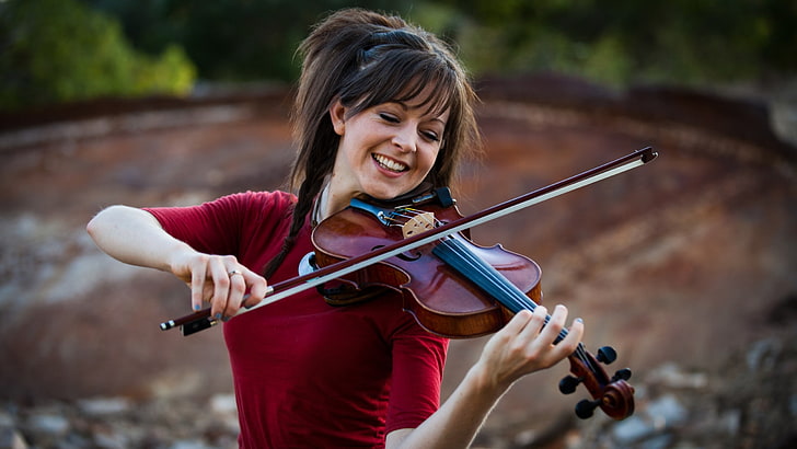 Lindsey Stirling, women, violin, musical instrument, string instrument, HD wallpaper