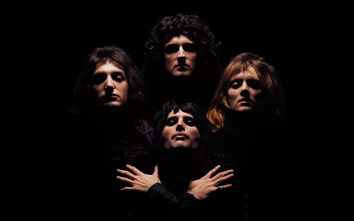 Album Covers, Band, black background, Bohemian Rhapsody, Brian May, HD wallpaper