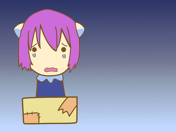 crying girl illustratiopn, elfen lied, anime, sadness, box, illustration