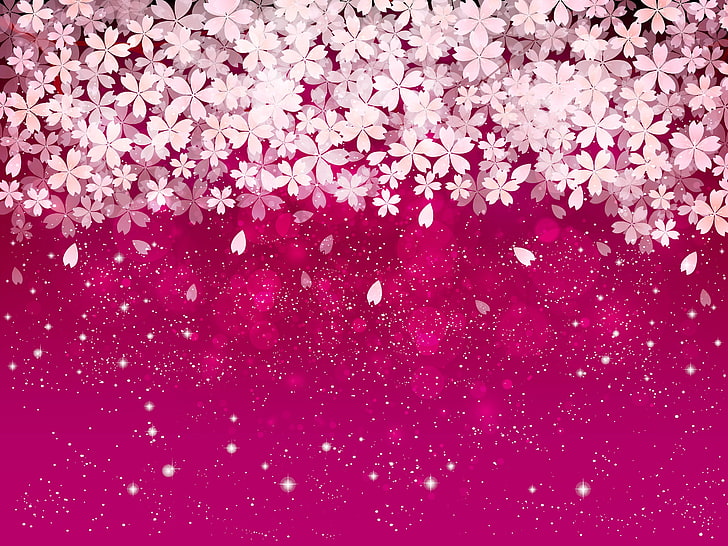 Pink Cherry Blossom And Vector Icons 3d Model Computer Wallpaper Hd   Wallpapers13com