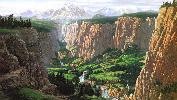 j r r_ tolkien the lord of the rings rivendell, mountain, scenics - nature