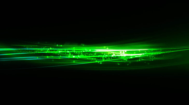 green and black LED light, abstract, artwork, glowing, green color, HD wallpaper