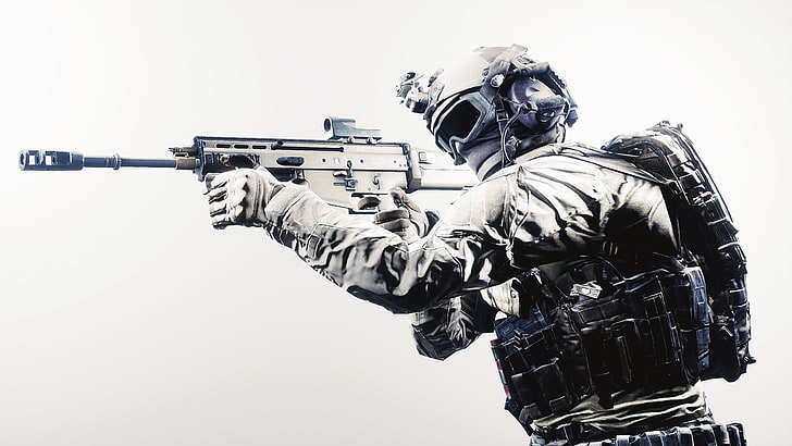 Hd Wallpaper Battlefield 4 Soldier Scar H Games Gun Weapon Military Wallpaper Flare