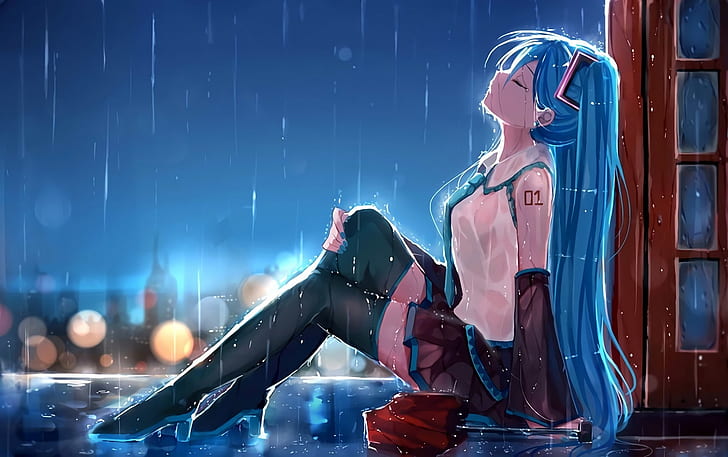 HD wallpaper: girl, drops, the city, lights, rain, home, umbrella, anime |  Wallpaper Flare