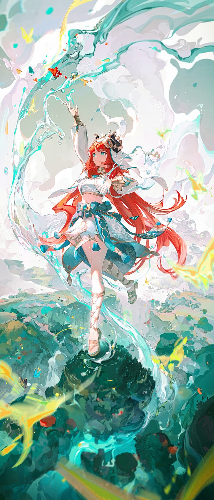 Genshin Impact, artwork, Nilou (Genshin Impact), redhead, long hair, HD wallpaper
