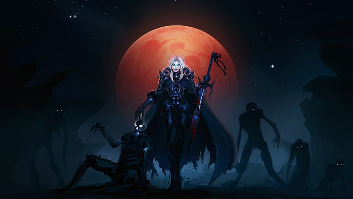 woman holding sword illustration, fantasy art, World of Warcraft, HD wallpaper
