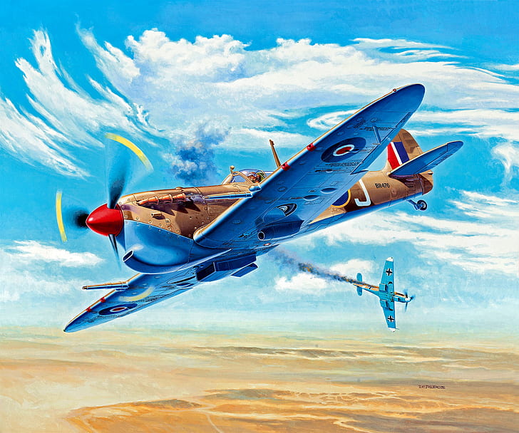 The second World war, North Africa, with rain, Spitfire Mk.Vc/trop, HD wallpaper