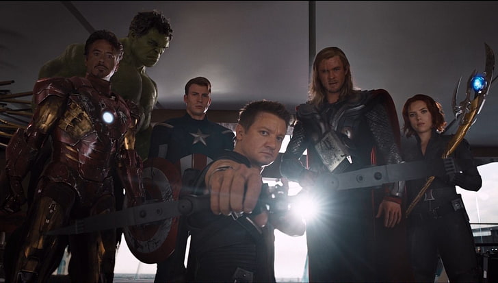 The Avengers, Black Widow, Captain America, Chris Evans, Chris Hemsworth, HD wallpaper