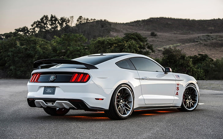 white and black coupe, Ford, Ford Mustang GT, Ford Mustang GT Apollo Edition, HD wallpaper
