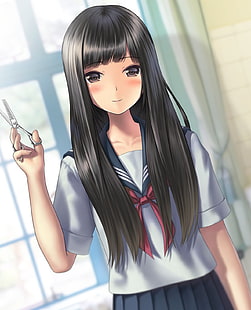 Hd Wallpaper Anime Anime Girls Long Hair Black Hair