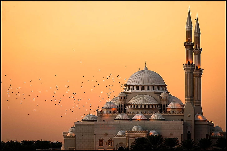 white and brown mosque, photography, nature, landscape, architecture