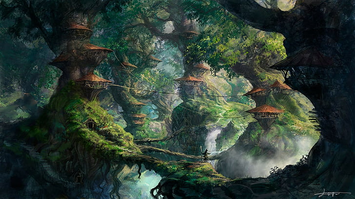 Fantasy Art, Wizard, Forest, Digital Art, HD wallpaper