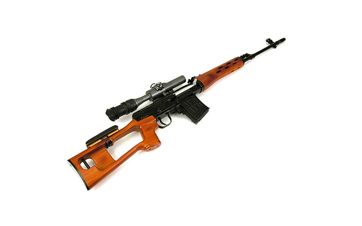 brown and black Dragunov rifle, weapons, SVD, Dragunov sniper rifle, HD wallpaper