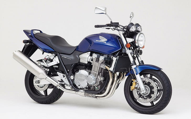 Honda CB1300, black blue and chrome honda standard motorcycle, HD wallpaper