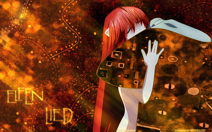 Elfen Lied wallpaper, Anime, Eflen Lied, Lucy (Elfen Lied), Orange