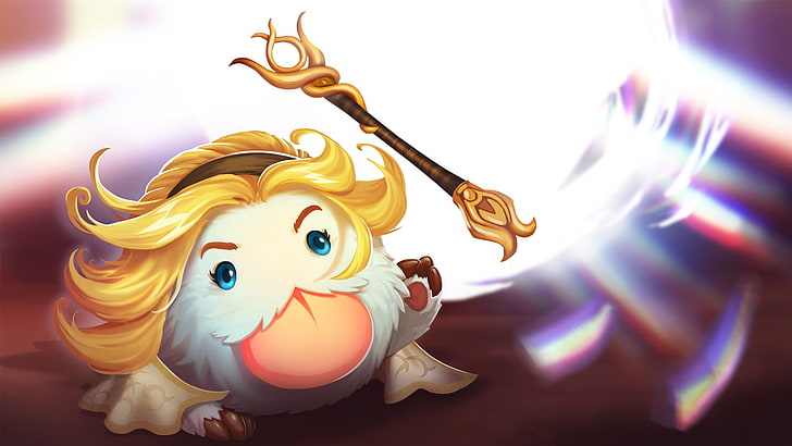 white and yellow puppy with wand, League of Legends, Poro, Lux (League of Legends), HD wallpaper