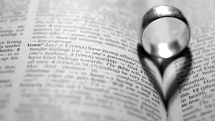 silver-colored ring, books, text, rings, macro, selective focus
