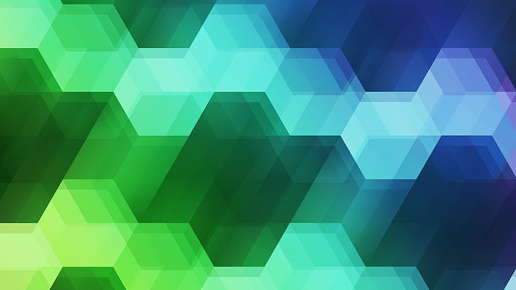 abstract, shapes, colorful, geometry, digital art, green color, HD wallpaper