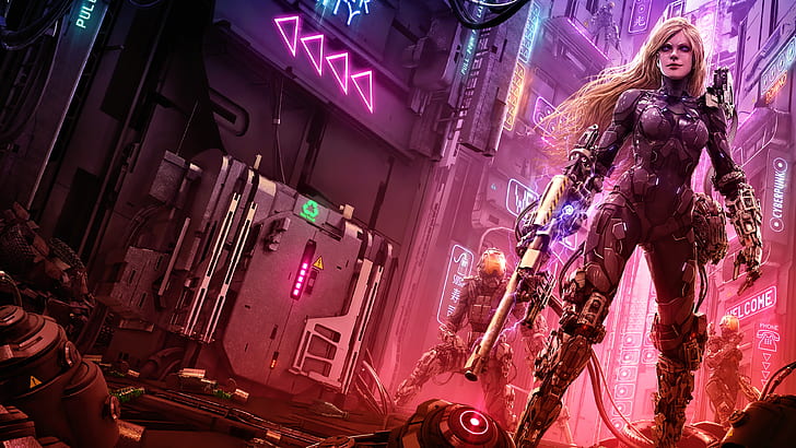 cyber, science fiction, digital art, concept art, cyberpunk, HD wallpaper