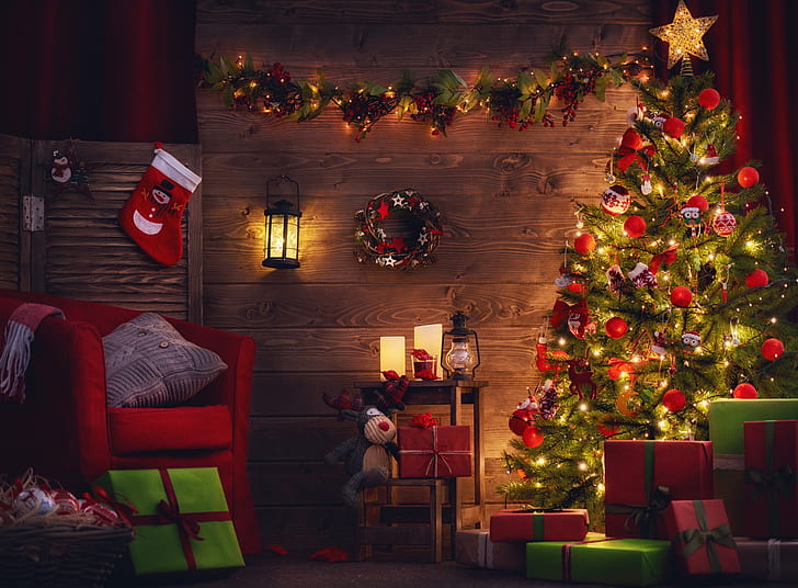 5K, Gifts, Christmas decoration, Xmas tree, HD wallpaper