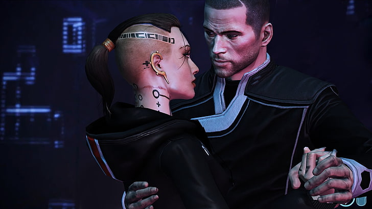 man and woman wallpaper, Mass Effect, video games, two people, HD wallpaper