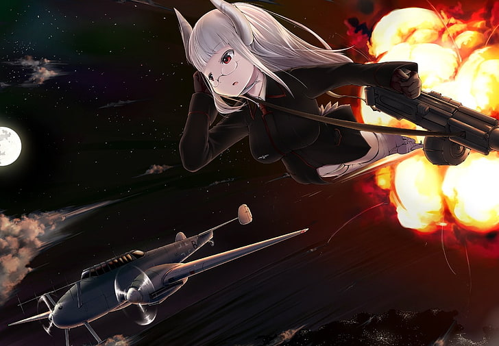 flying loli, Strike Witches, fire, burning, flame, real people