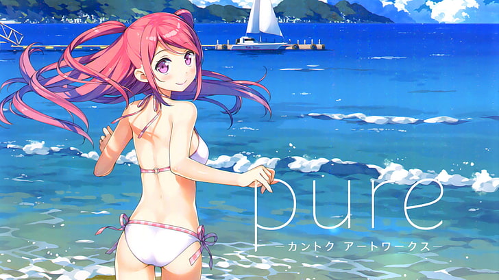 Kurumi (Kantoku), beach, anime girls, water, sea, nature, one person