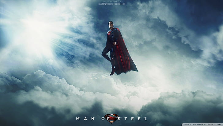 Man of Steel Superman Henry Cavill Sunlight Clouds HD, super-man 3d illustration