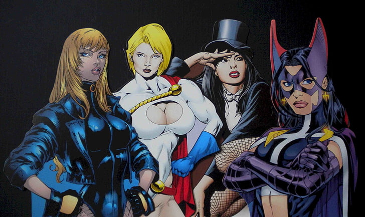 Comics, Collage, Belt, Black Canary, Fishnet, Glove, Hat, Huntress (DC Comics)