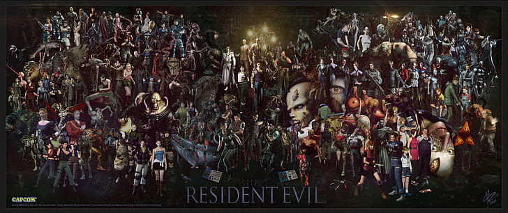 Resident Evil, Resident Evil 2, Nemesis, zombies, Capcom, collage, HD wallpaper