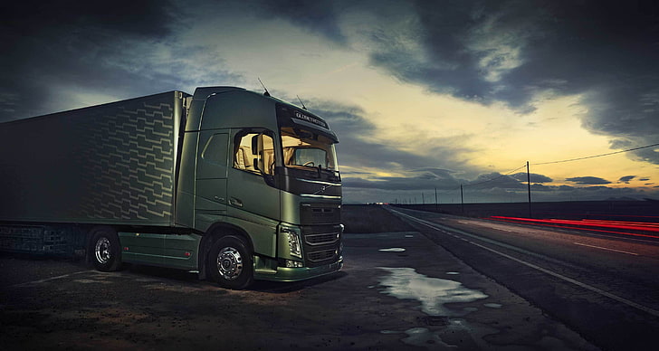 gray trailer truck, the sky, track, volvo 2013, euro truck simulator 2, HD wallpaper