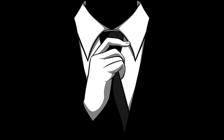 person wearing suit graphic art, Anonymous, monochrome, suits, HD wallpaper