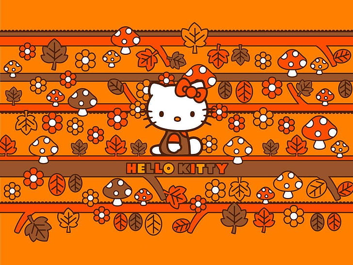 bow cute Hello Kitty Anime Hello Kitty HD Art, Flowers, orange, HD wallpaper
