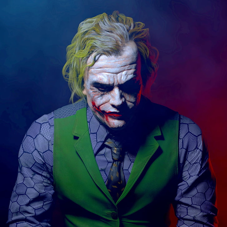 Batman, Heath Ledger, Joker, portrait, make-up, one person, HD wallpaper