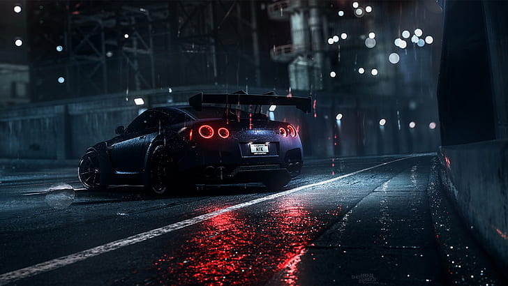 Auto, Night, Machine, Rain, Nissan, GT-R, Need for Speed, Daredevil, HD wallpaper
