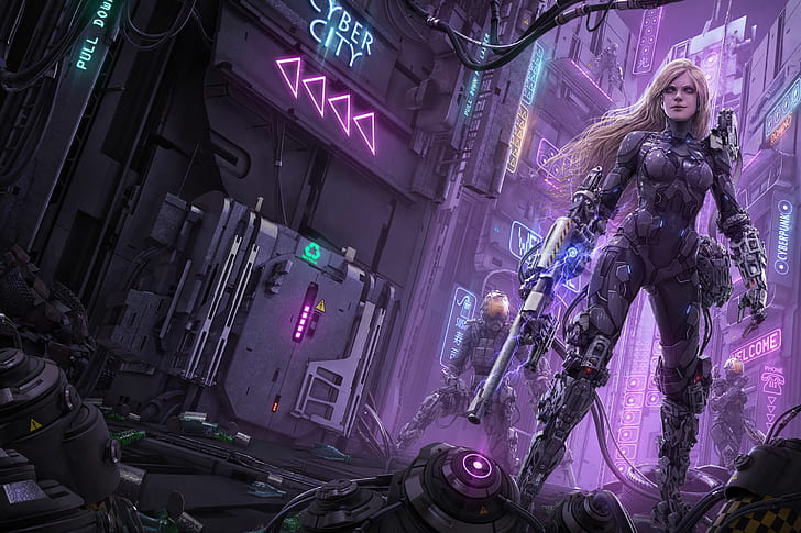 cyberpunk, science fiction, neon, HD wallpaper