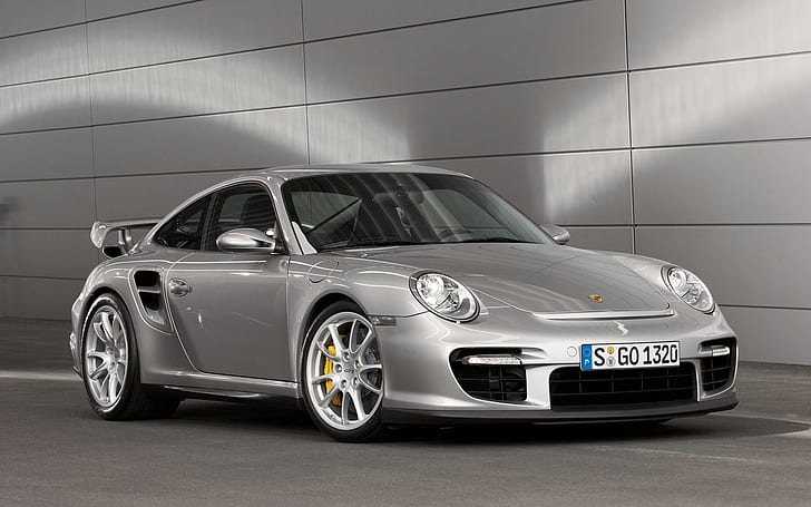 Porsche 911 GT2 Silver , gray porsche sports car, cars