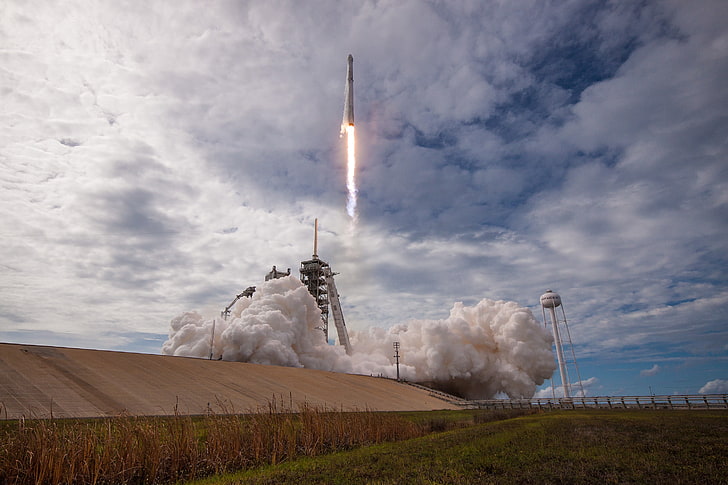 SpaceX, rocket, clouds, smoke, sky, cloud - sky, smoke - physical structure