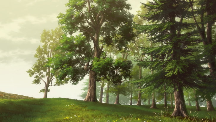 HD wallpaper: trees, nature, anime | Wallpaper Flare