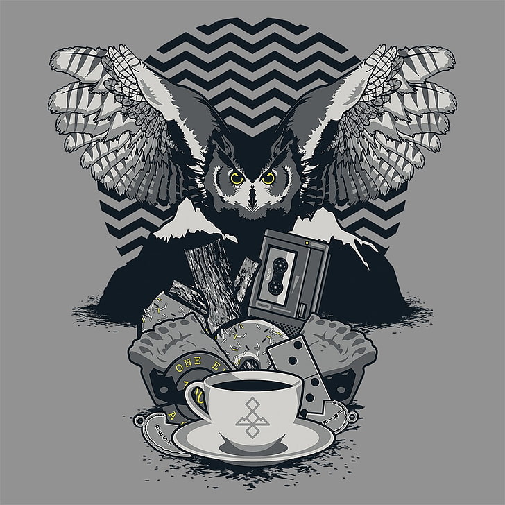 HD wallpaper: twin peaks, minimalism, owl, animal, animal themes, cup, mug  | Wallpaper Flare
