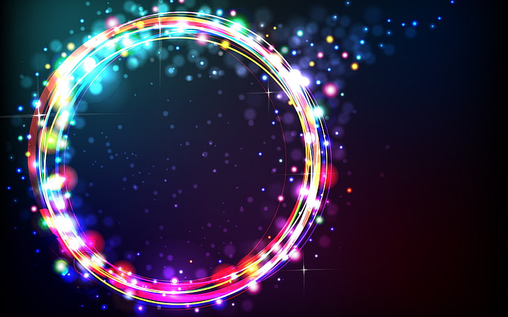 abstract, colorful, circle, glowing, night, multi colored, geometric shape, HD wallpaper
