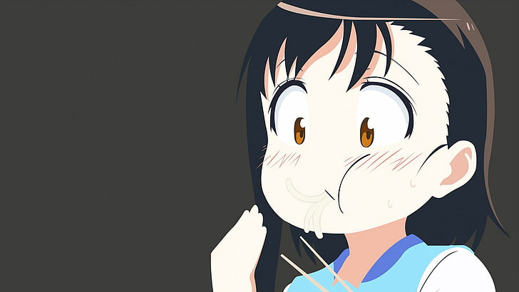 simple background, noodles, Nisekoi, anime girls eating, Onodera Kosaki