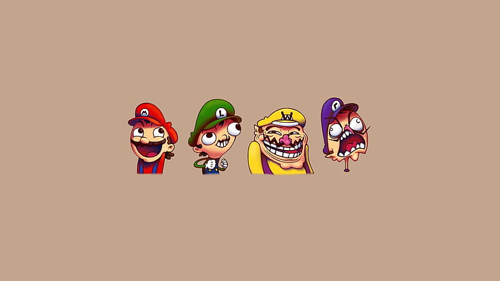 Super Mario illustration, minimalism, memes, art, faces, vector, HD wallpaper