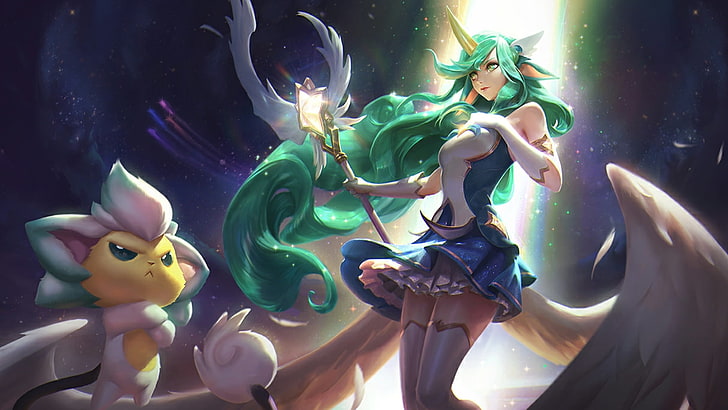 green haired female anime, Summoner's Rift, League of Legends